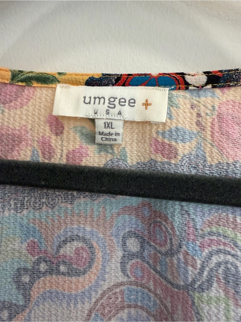 Umgee Multicolor Boho Patchwork V-Neck Blouse - Picture 3 of 6